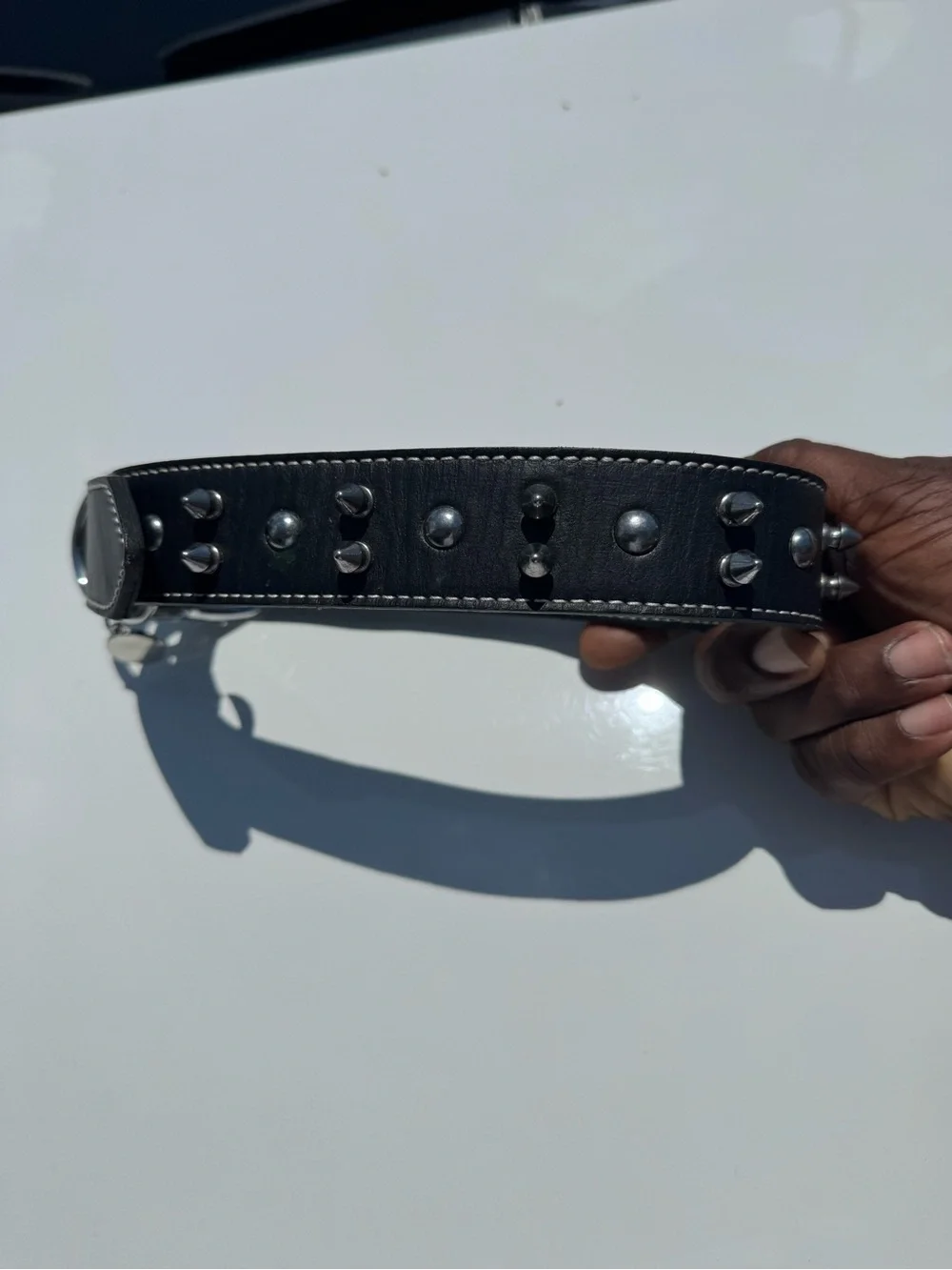 Genuine Leather Spiked Dog Collar XLarge Breeds 23